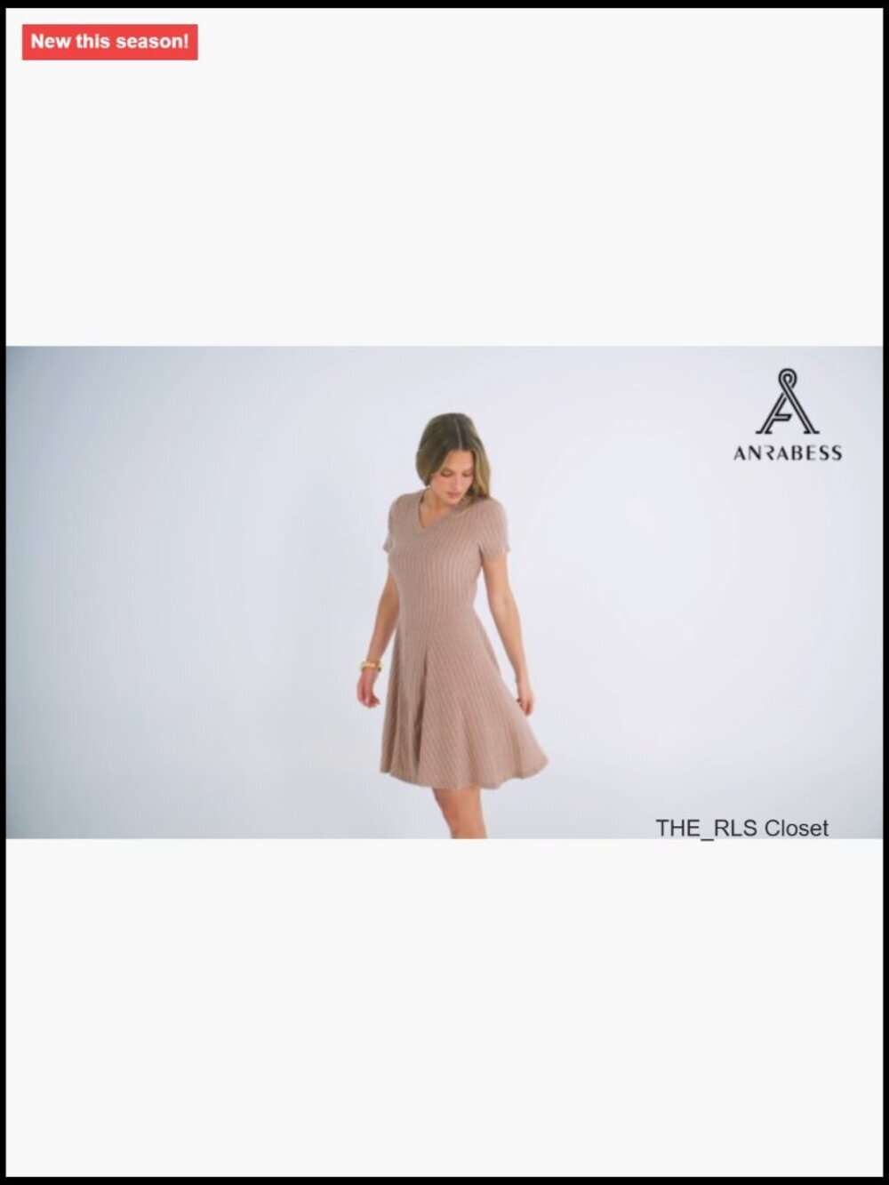 Ribbed Knit V-Neck A-Line Mini Dress Casual Summer Swing - Picture 7 of 7